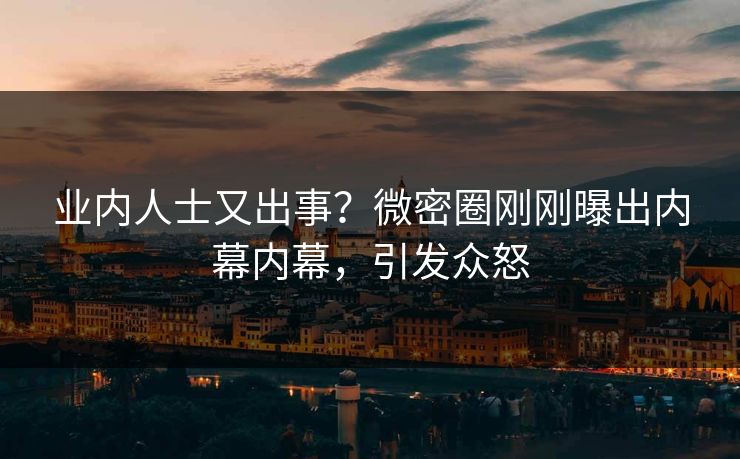业内人士又出事？微密圈刚刚曝出内幕内幕，引发众怒