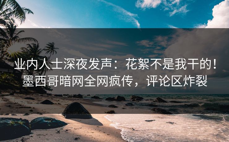 业内人士深夜发声：花絮不是我干的！墨西哥暗网全网疯传，评论区炸裂