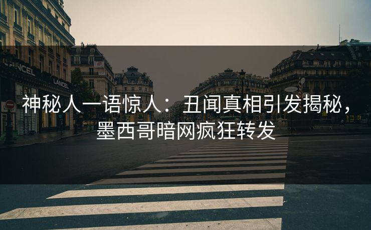 神秘人一语惊人：丑闻真相引发揭秘，墨西哥暗网疯狂转发