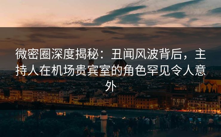 微密圈深度揭秘：丑闻风波背后，主持人在机场贵宾室的角色罕见令人意外