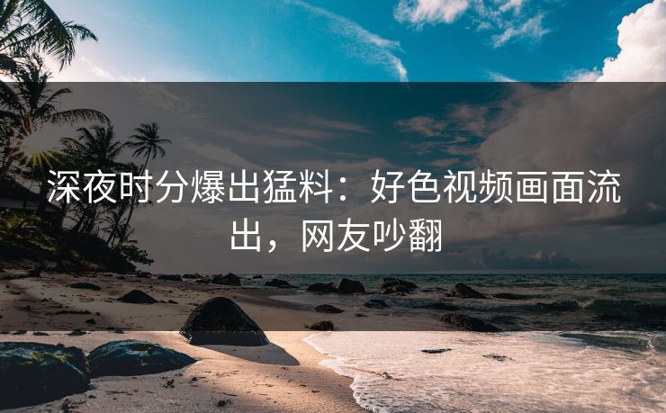 深夜时分爆出猛料：好色视频画面流出，网友吵翻