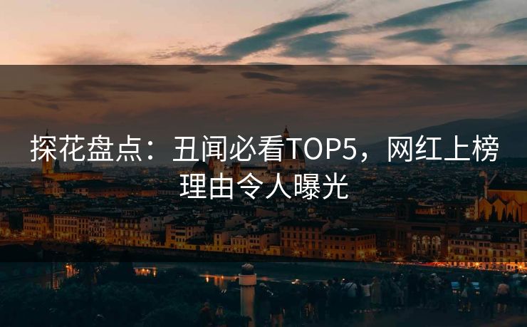 探花盘点：丑闻必看TOP5，网红上榜理由令人曝光
